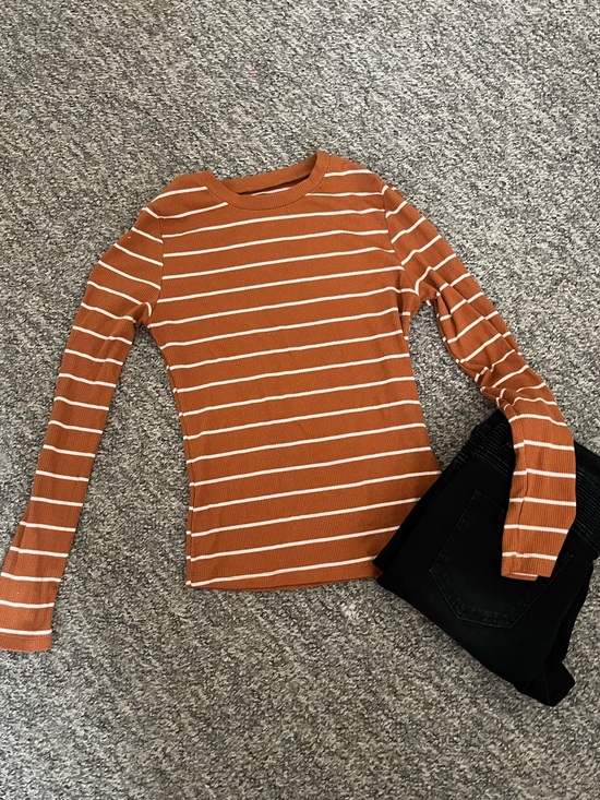 Cherokee Tops - Charlotte Ruse and White Striped Long-Sleeve Crewneck